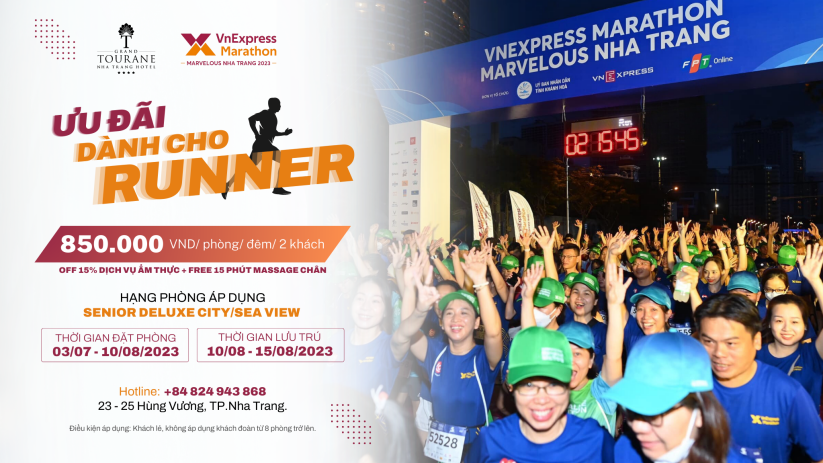 Khách sạn Grand Tourane Nha Trang hưởng ứng giải VnExpress Marathon Marvelous Nha Trang 2023